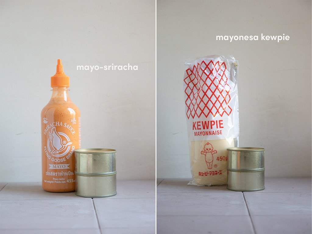 Ingredientes para onigiri de atún con mayonesa