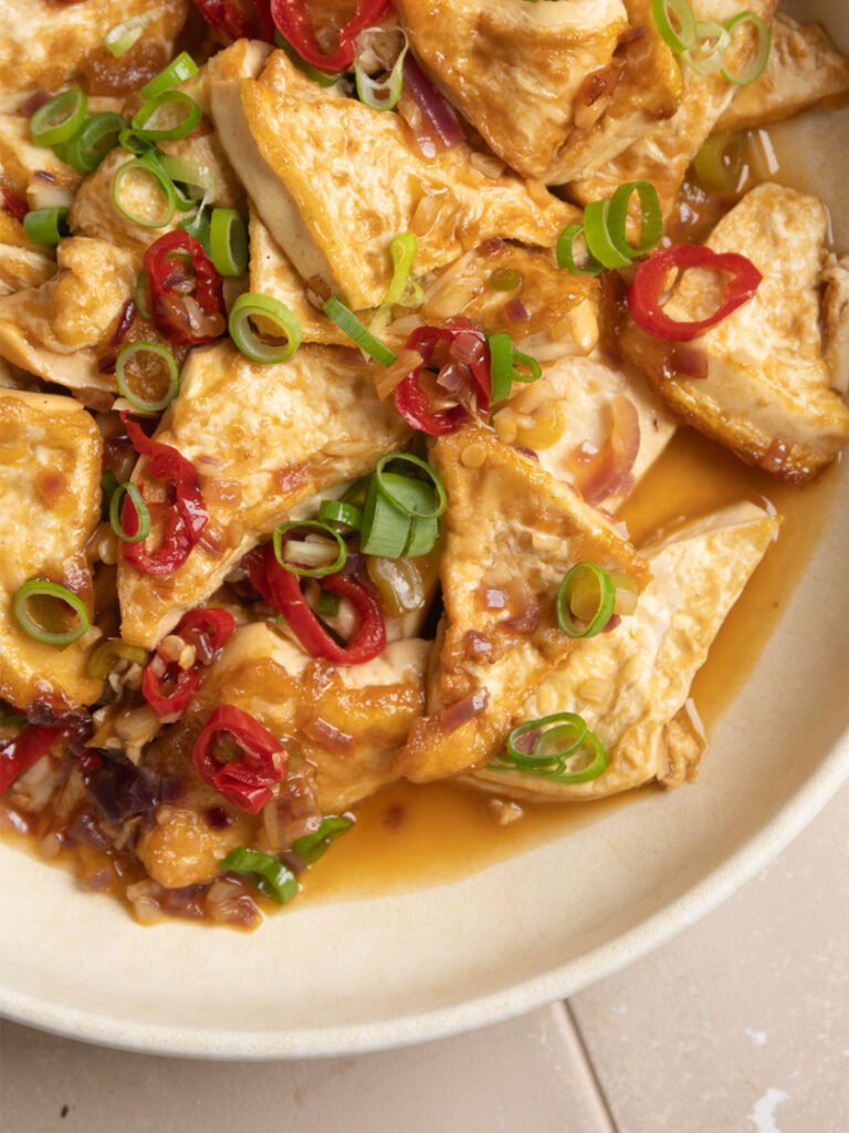 guiso de tofu con salsa de soja