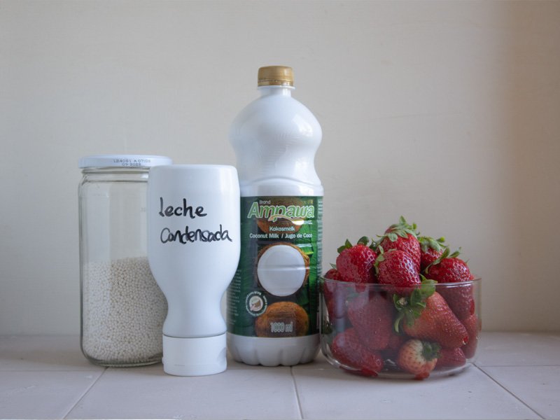 ingredientes para sago de fresa