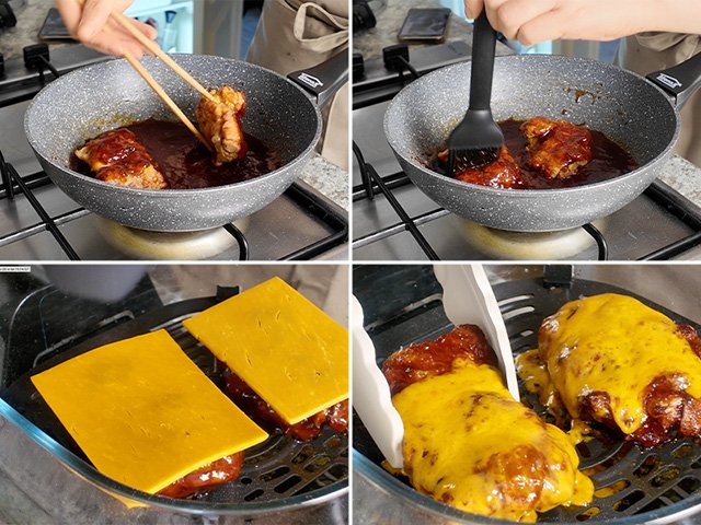Hamburguesa de pollo con salsa de cohujang receta 4