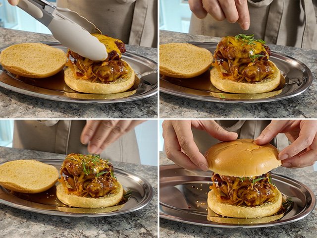Hamburguesa de pollo con salsa de cohujang receta 5