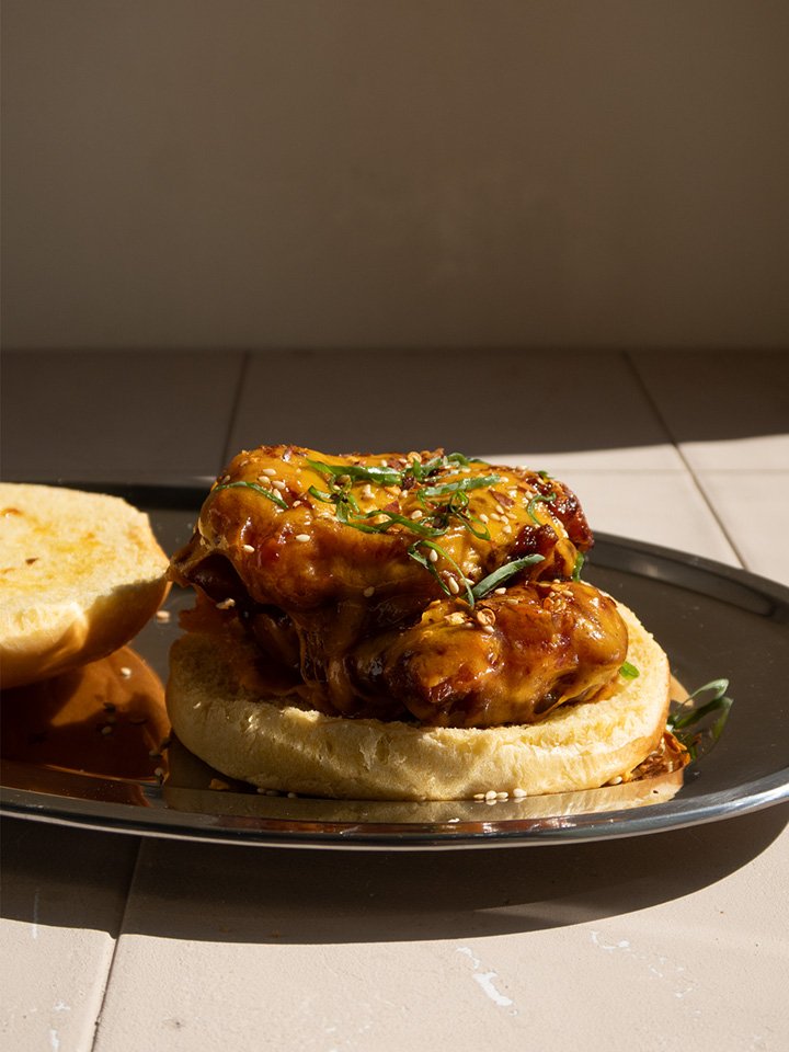 Hamburguesa de pollo con salsa gochujang 1