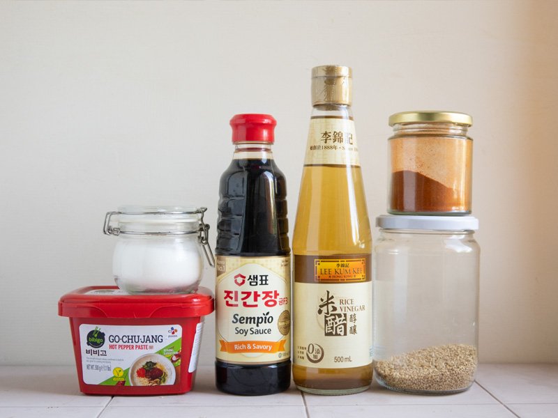 Ingredientes para fideos udon con salsa gochujang 3