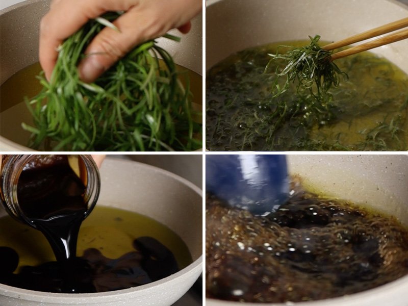 Cómo hacer fideos chinos con aceite de cebolleta paso a paso.La cebolleta
